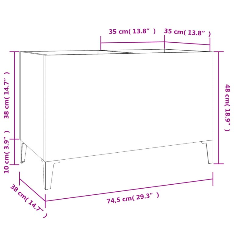 Dulap pentru discuri gri sonoma 74,5x38x48 cm lemn prelucrat