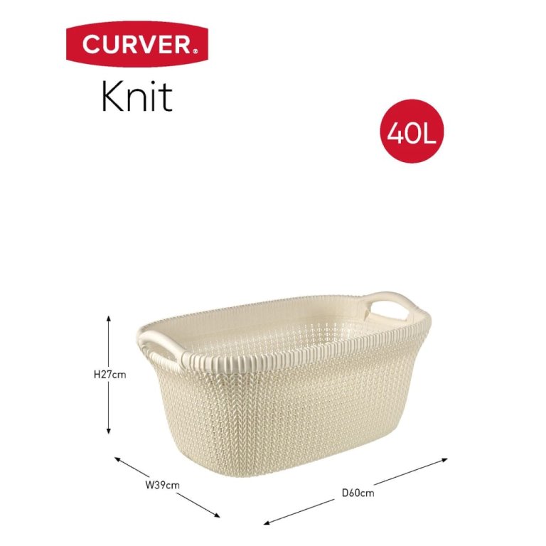 Curver Coș de rufe Knit 40L alb crem