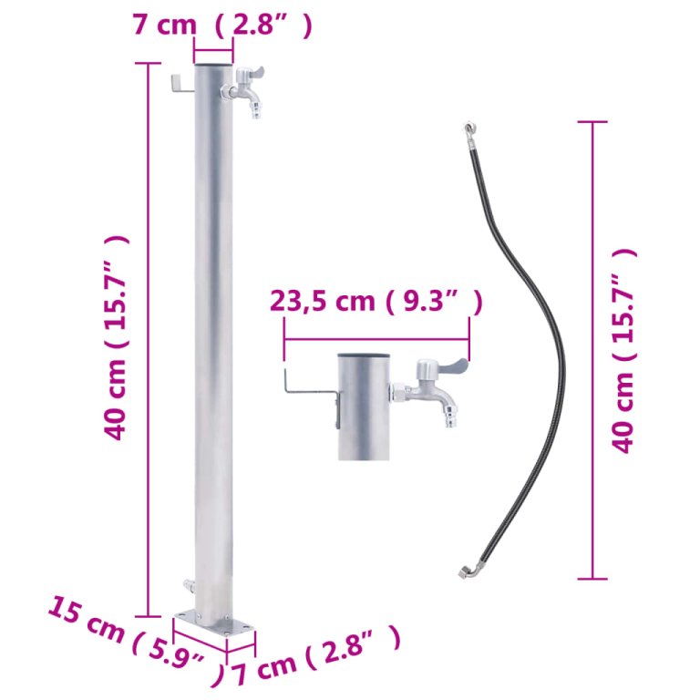 Coloană de apă de grădină, 40 cm, oțel inoxidabil, rotund