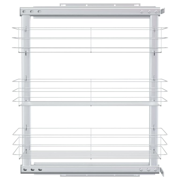 Coș sârmă bucătărie retractabil 3 niveluri argintiu 47x25x56 cm