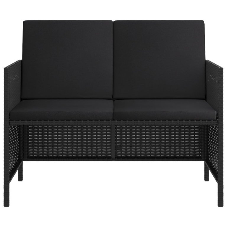 Set mobilier de grădină cu perne, 6 piese, negru, poliratan