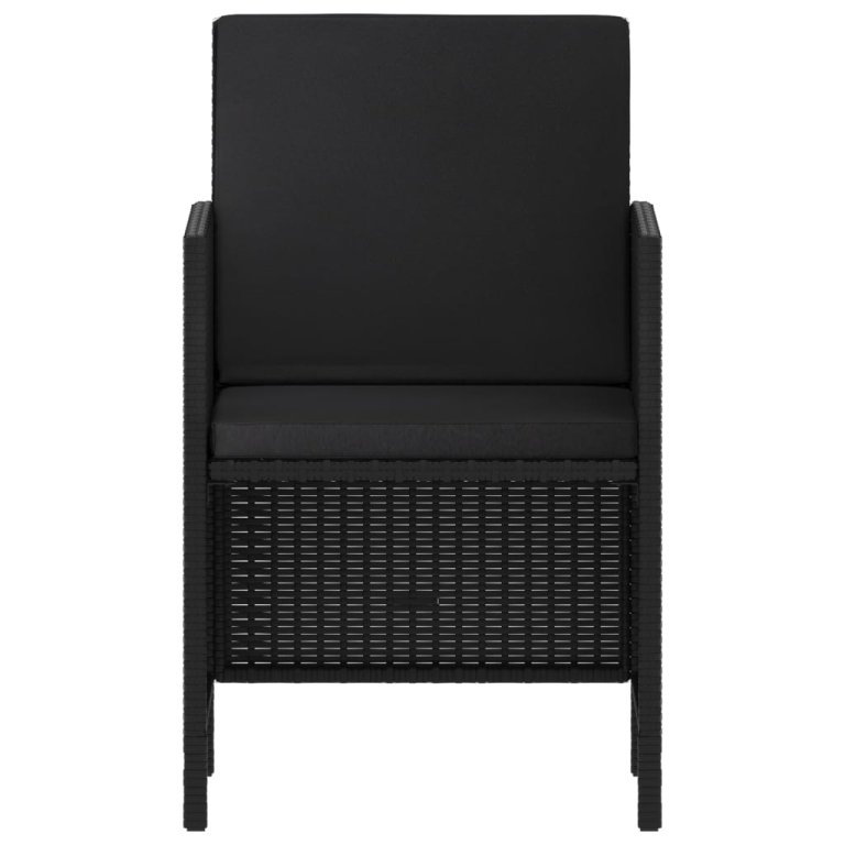 Set mobilier de grădină cu perne, 6 piese, negru, poliratan