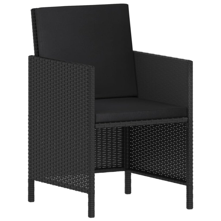 Set mobilier de grădină cu perne, 6 piese, negru, poliratan