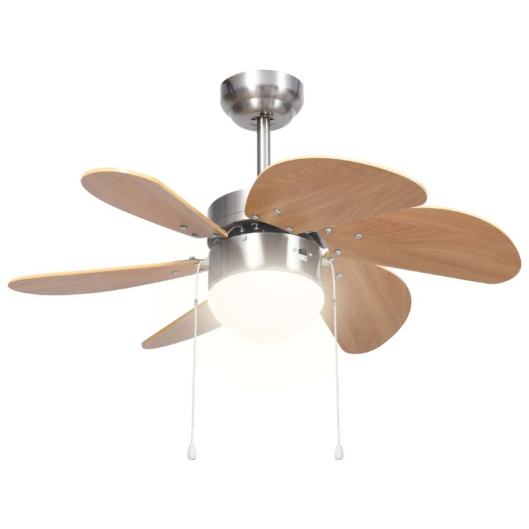 Ventilator tavan cu iluminare, maro deschis, 76 cm