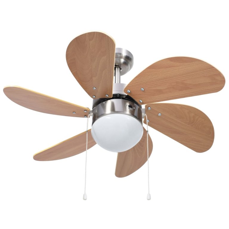 Ventilator tavan cu iluminare, maro deschis, 76 cm