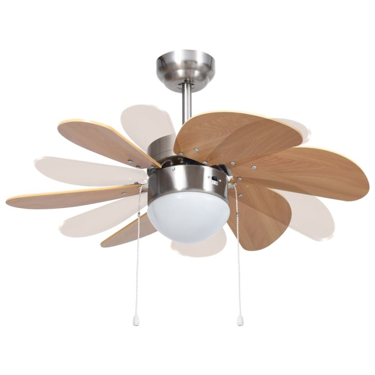 Ventilator tavan cu iluminare, maro deschis, 76 cm