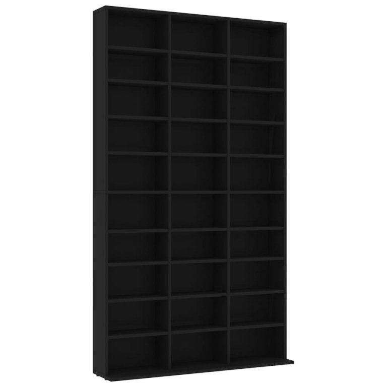 Dulap pentru CD-uri, negru, 102x16x177,5 cm, lemn compozit