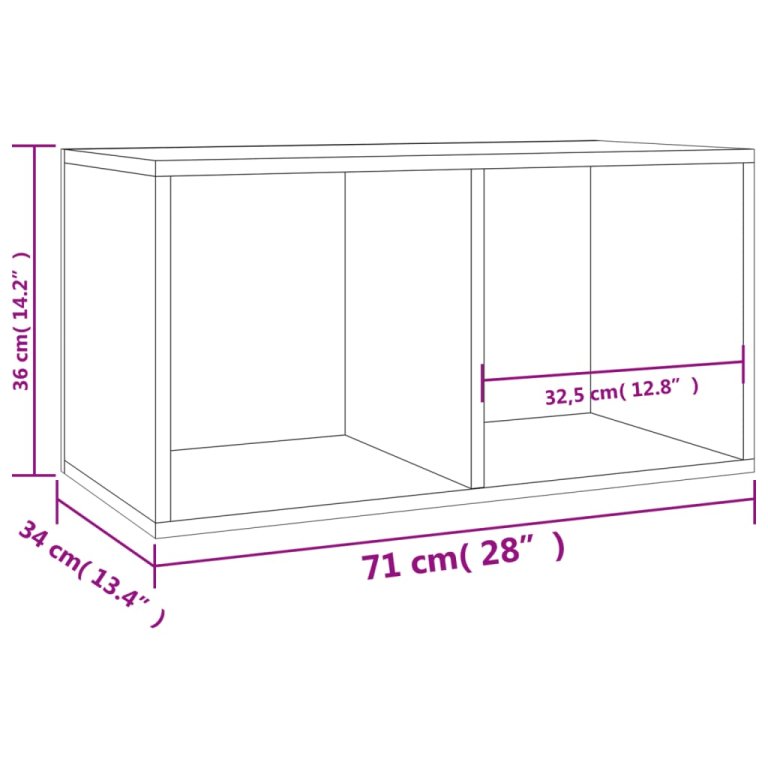 Cutie de depozitare viniluri, gri, 71x34x36 cm, lemn compozit