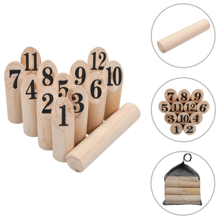 Set pentru joc Kubb cu numere, lemn