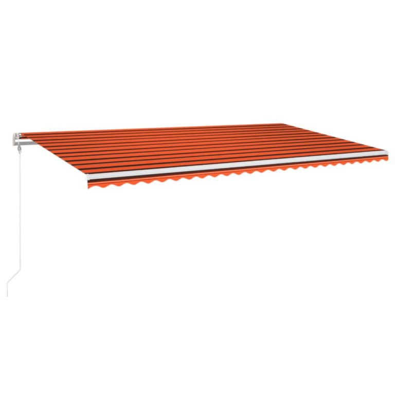 Copertină automată cu senzor vânt&LED, oranj/maro, 600x350 cm