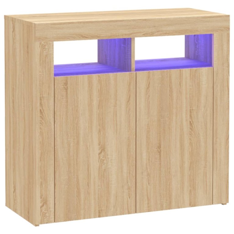 Servantă cu lumini LED, stejar sonoma, 80x35x75 cm