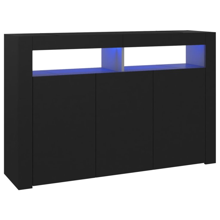 Servantă cu lumini LED,negru , 115,5x30x75 cm