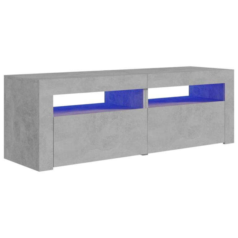 Comodă TV cu lumini LED, gri beton, 120x35x40 cm