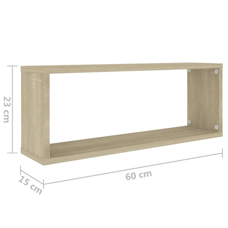 Rafturi de perete cub, 6 buc., stejar sonoma, 60x15x23 cm, PAL