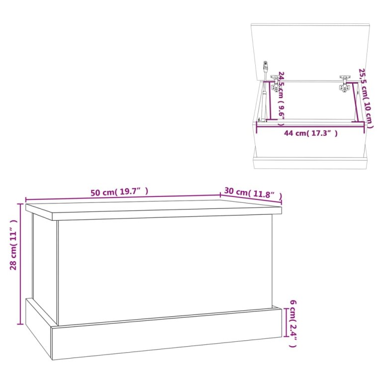 Cutie de depozitare, gri beton, 50x30x28 cm, lemn prelucrat