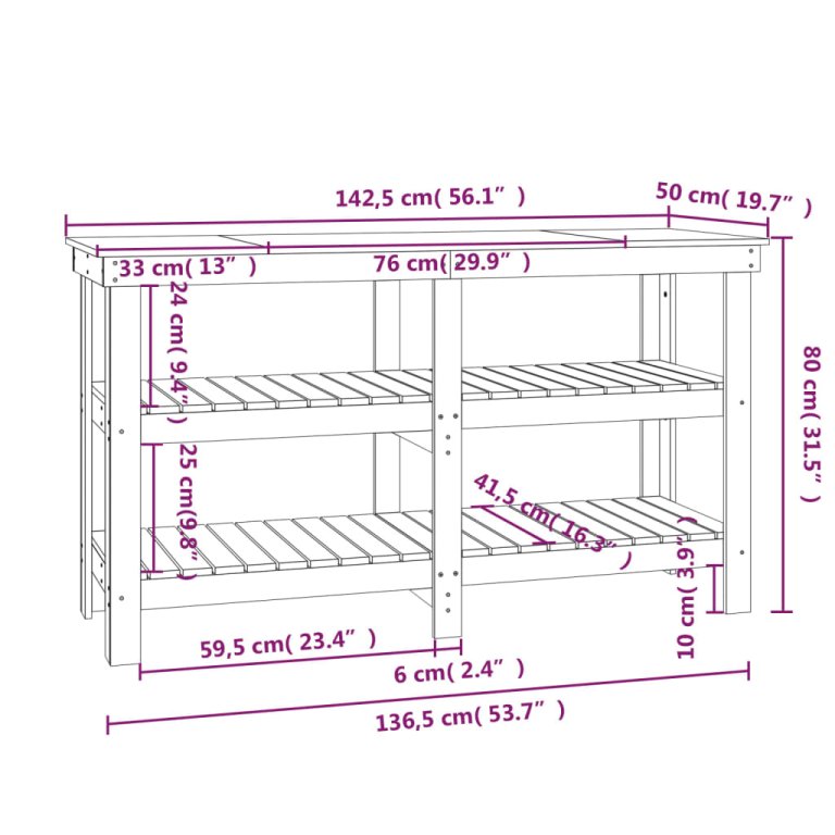 Banc de lucru, gri, 142,5x50x80 cm, lemn masiv pin