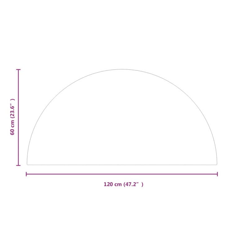 Placă de sticlă pentru șemineu, semi-rotundă, 1200x600 mm