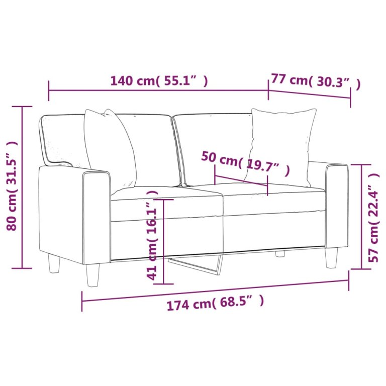 Canapea cu 2 locuri cu pernuțe, negru, 140 cm, piele ecologică