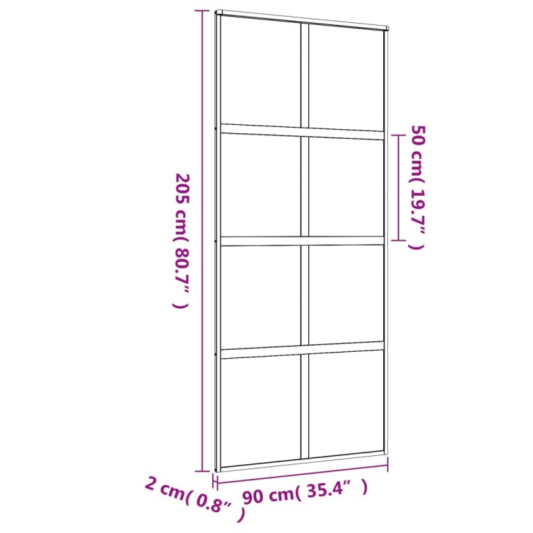 Ușă glisantă, auriu, 90x205 cm, sticlă ESG mată și aluminiu