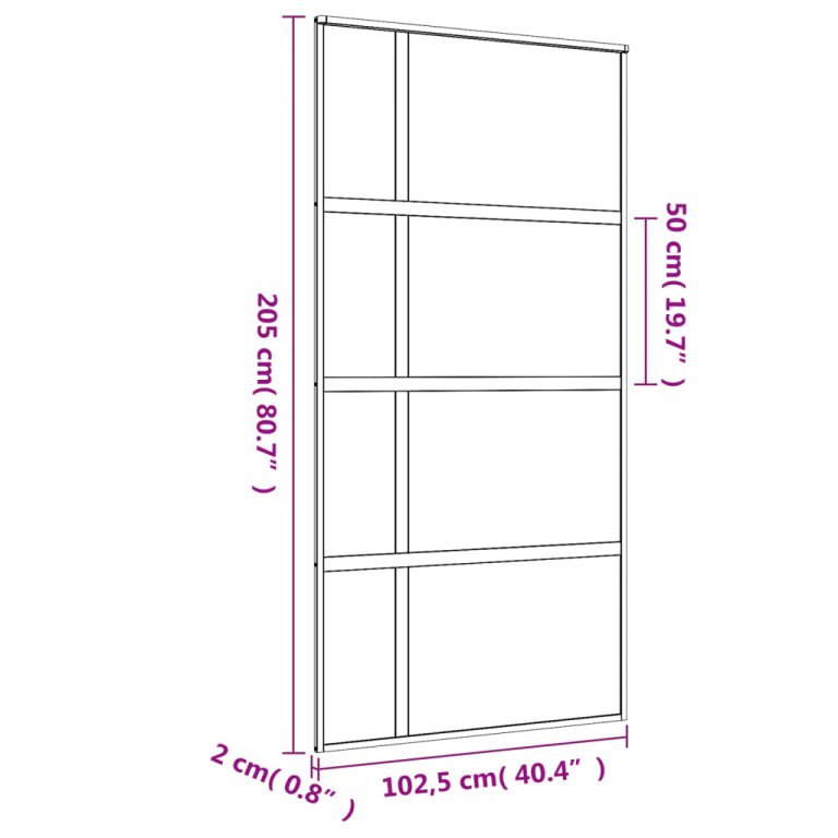 Ușă glisantă, auriu, 102,5x205 cm, sticlă ESG mată și aluminiu