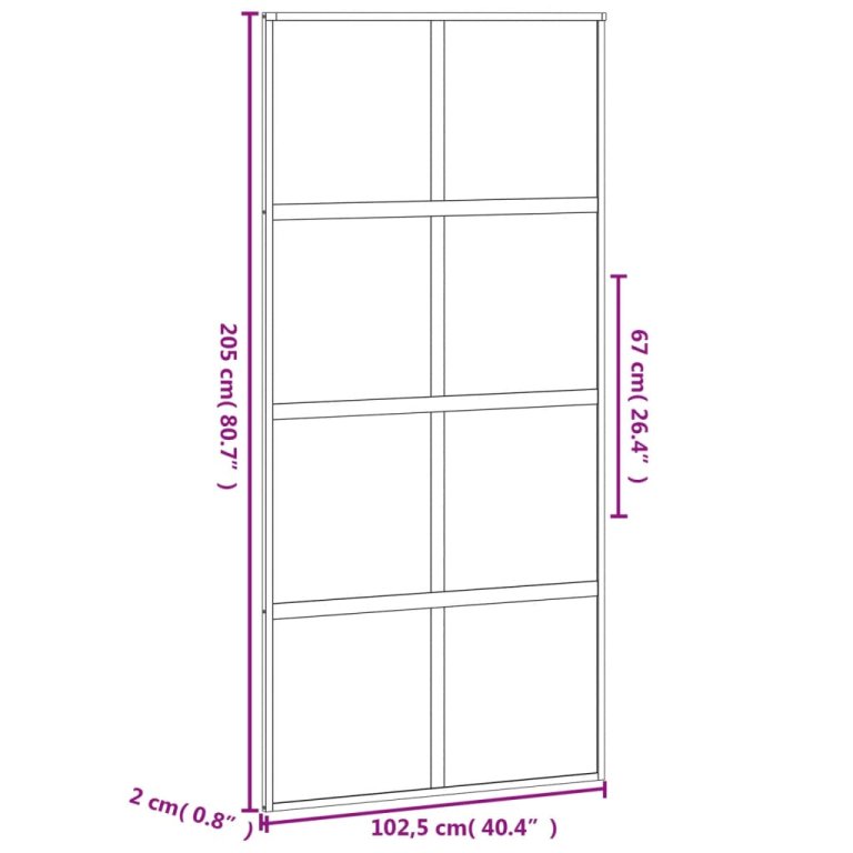 Ușă glisantă, negru, 102,5x205 cm, sticlă securizată/aluminiu