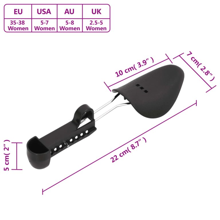 Calapoade de pantofi, 5 perechi, negru, EU 35-38, plastic