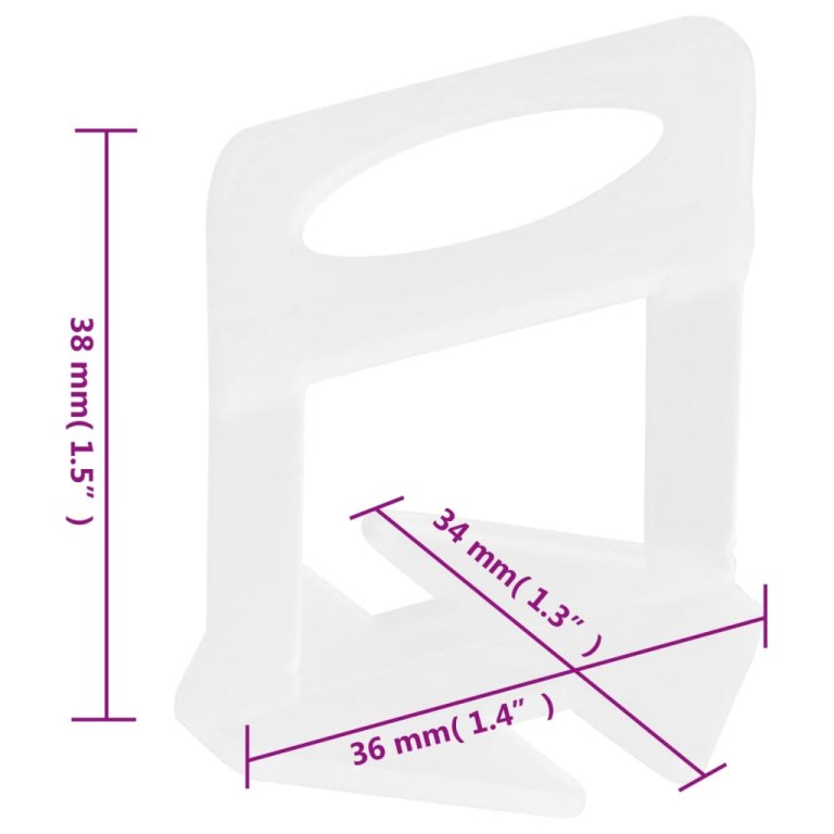 Sistem de nivelare a plăcilor, 250 pene, 500 cleme, 2 mm