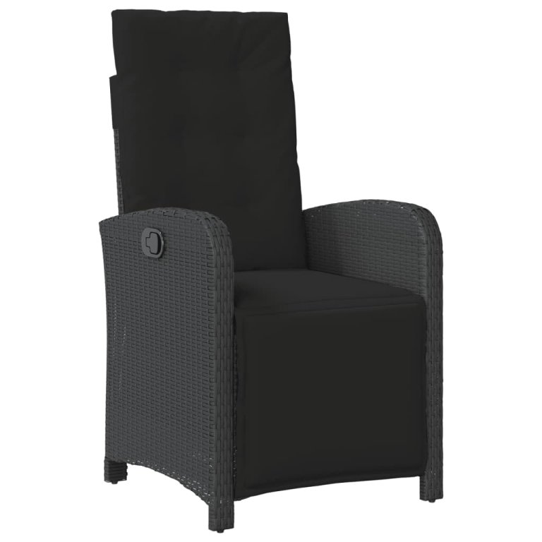 Set mobilier de grădină cu perne, 9 piese, negru, poliratan