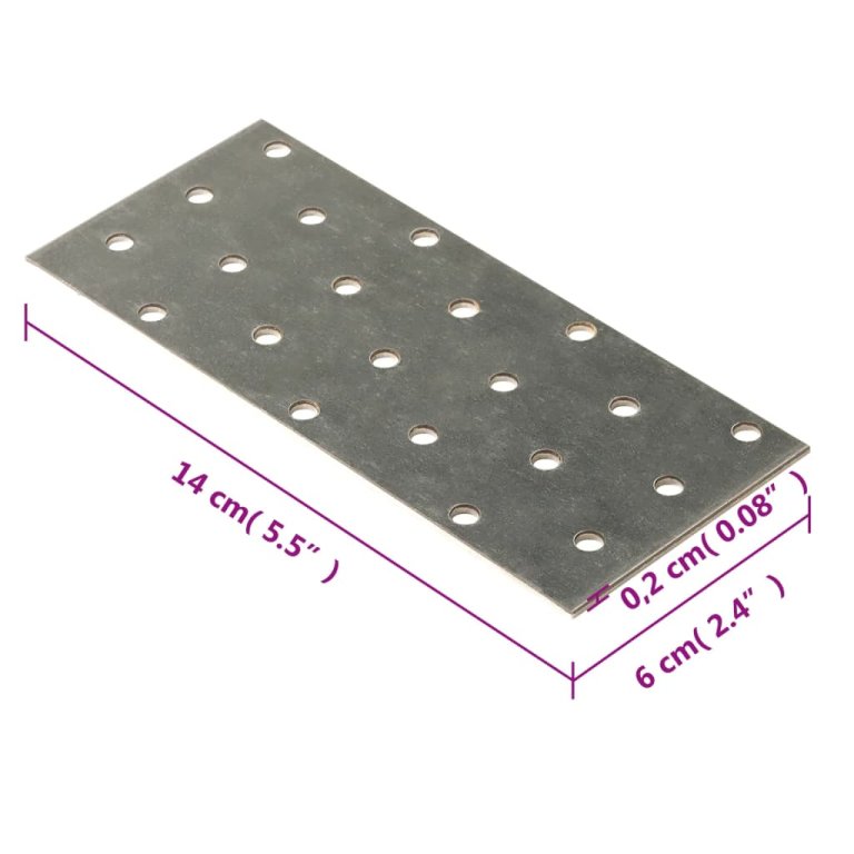 Plăci perforate, 40 buc., 2 mm, 140x60 mm, oțel galvanizat