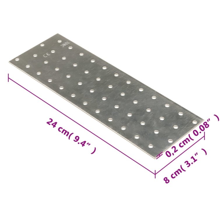 Plăci perforate, 20 buc., 2 mm, 240x80 mm, oțel galvanizat