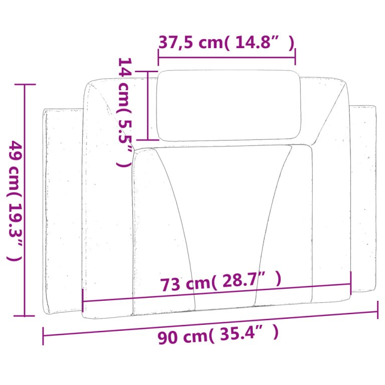 Pernă pentru tăblie pat, maro, 90 cm, piele artificială