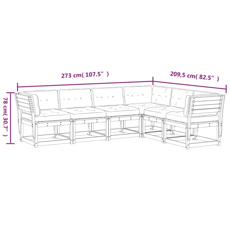 Set canapele de grădină cu perne, 6 piese, lemn masiv de pin