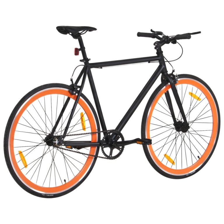 Bicicletă cu angrenaj fix, negru și portocaliu, 700c, 51 cm