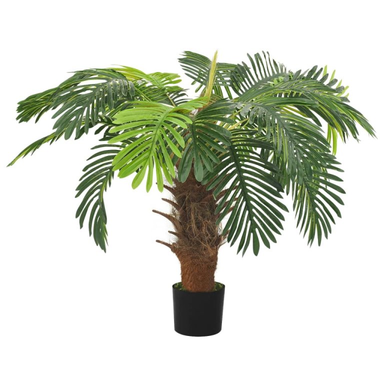 Plantă artificială palmier cycas cu ghiveci, verde, 90 cm