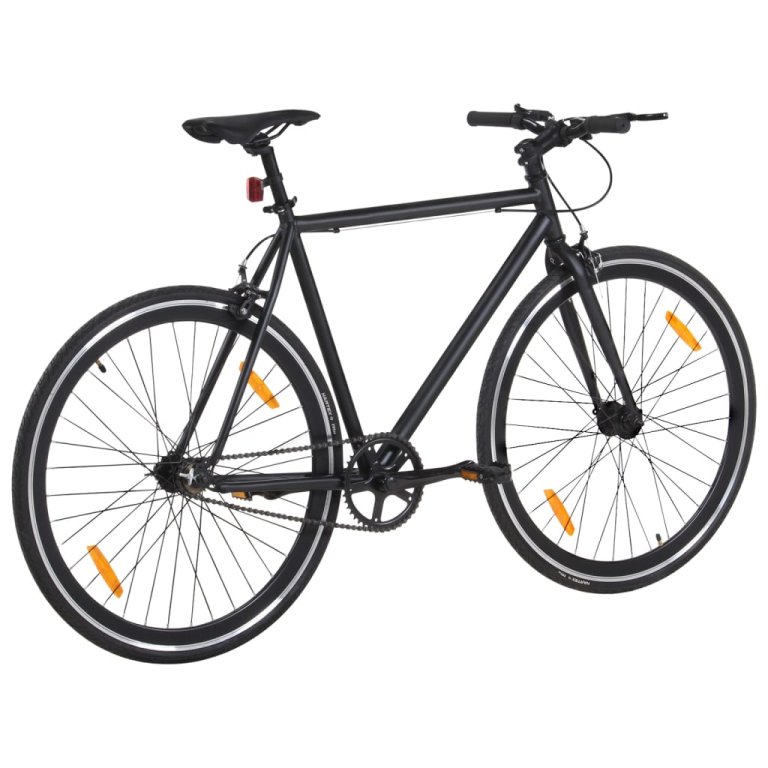 Bicicletă cu angrenaj fix, negru, 700c, 55 cm