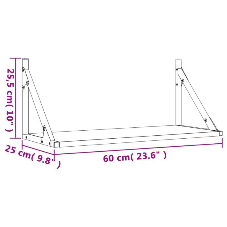 Rafturi de perete, 2 buc., gri sonoma, 60x25x25,5 cm, lemn