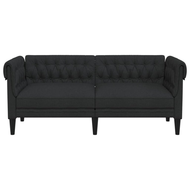 Canapea Chesterfield cu 2 locuri, negru, material textil