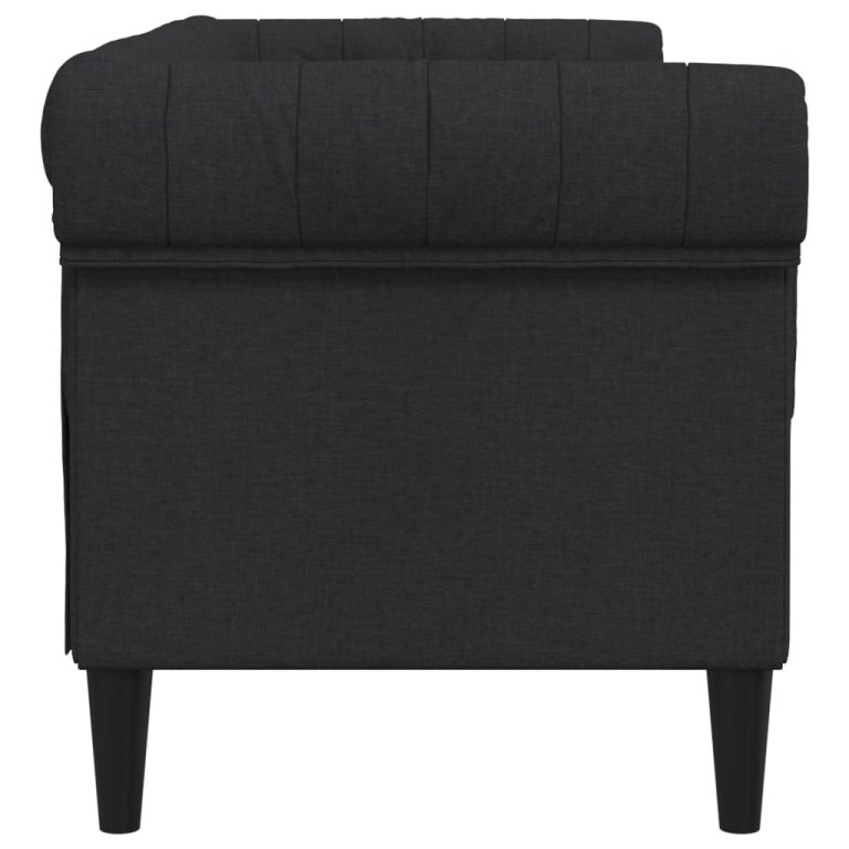 Canapea Chesterfield cu 2 locuri, negru, material textil