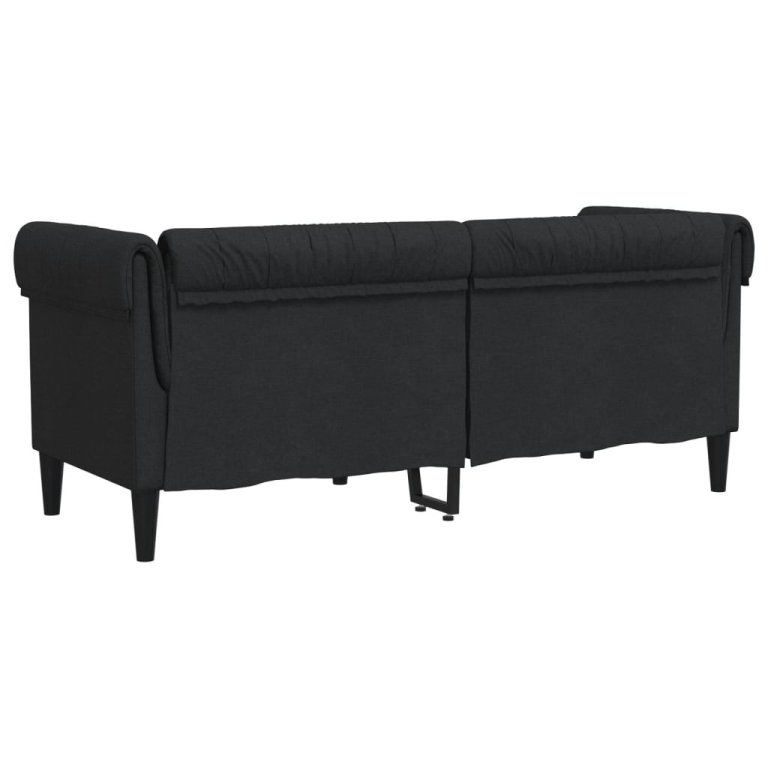 Canapea Chesterfield cu 2 locuri, negru, material textil