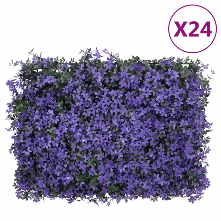   Gard din frunze artificiale, 24 buc., violet, 40x60 cm