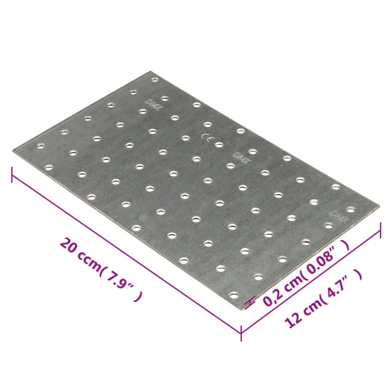 Plăci perforate, 20 buc., 2 mm, 200x120 mm, oțel galvanizat