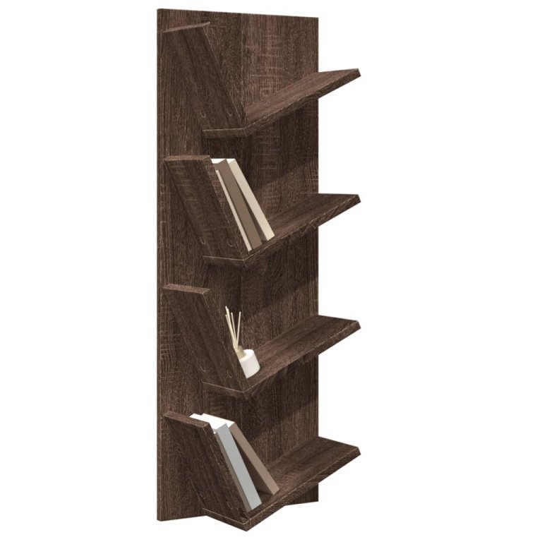 Bibliotecă de perete cu 4 niveluri, stejar maro, 33x16x90 cm