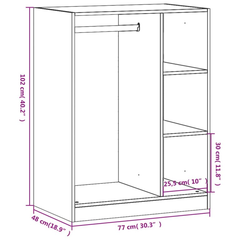 Dulap, alb, 77x48x102 cm, lemn prelucrat