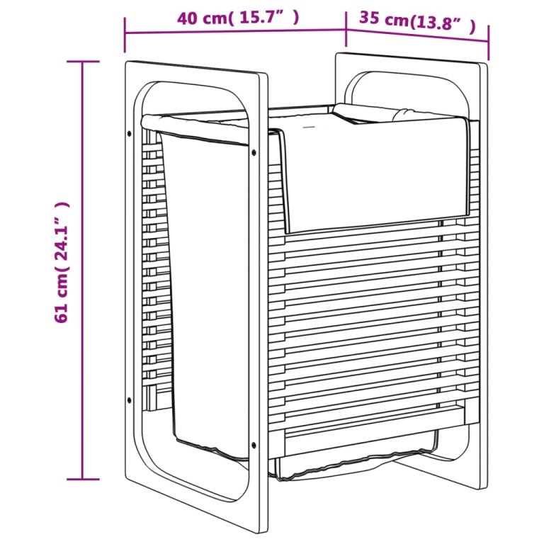 Coș de rufe cu sac gri 32x30x36,5 cm, bambus