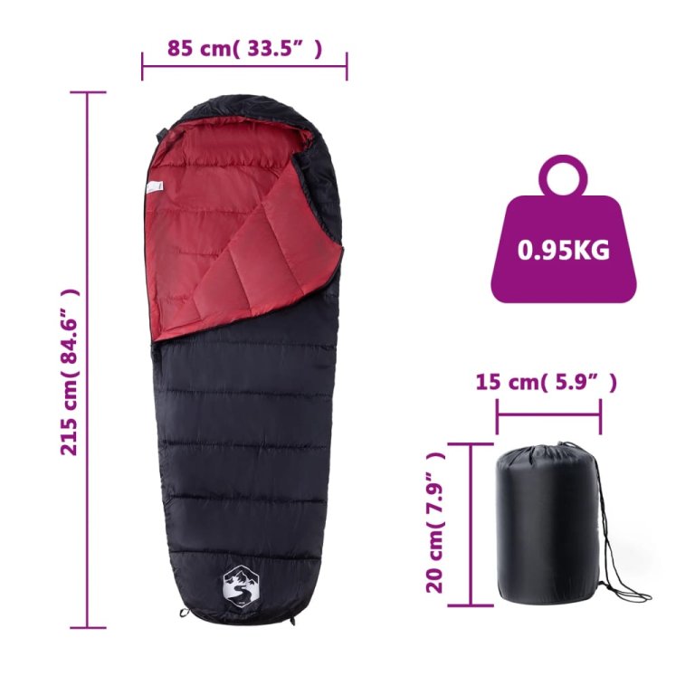 Sac de dormit tip mumie pentru adulți de camping, 3 anotimpuri