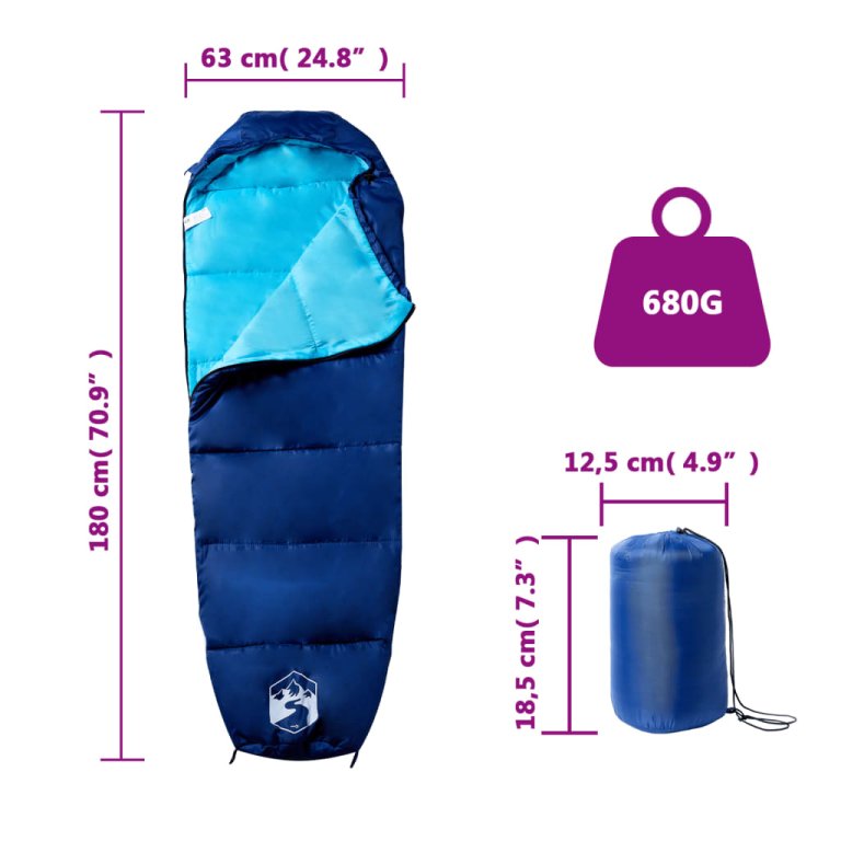 Sac de dormit tip mumie pentru adulți de camping, 3 anotimpuri