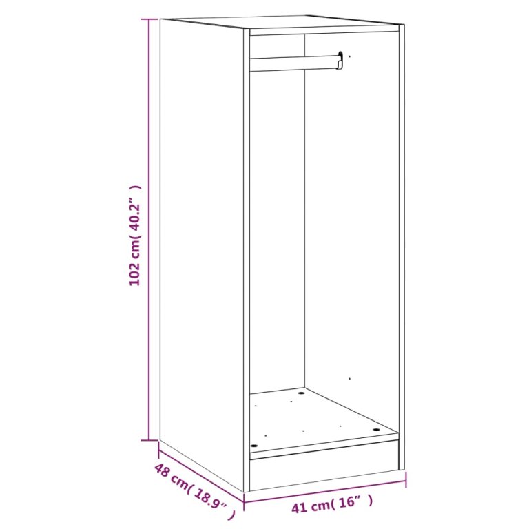 Dulap, stejar fumuriu, 48x41x102 cm, lemn prelucrat