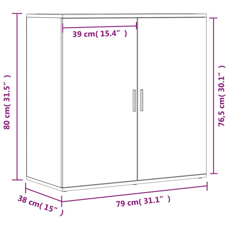 Servantă, gri beton, 79x38x80 cm, lemn compozit