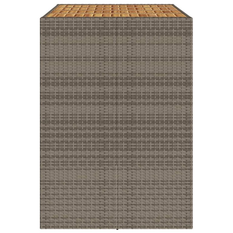 Masă bar grădină, blat lemn acacia, gri 145x80x110 cm poliratan