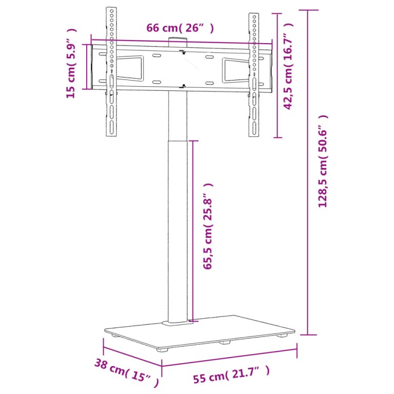 Suport TV pe colț cu 1 nivel pentru 32-65 inch, negru